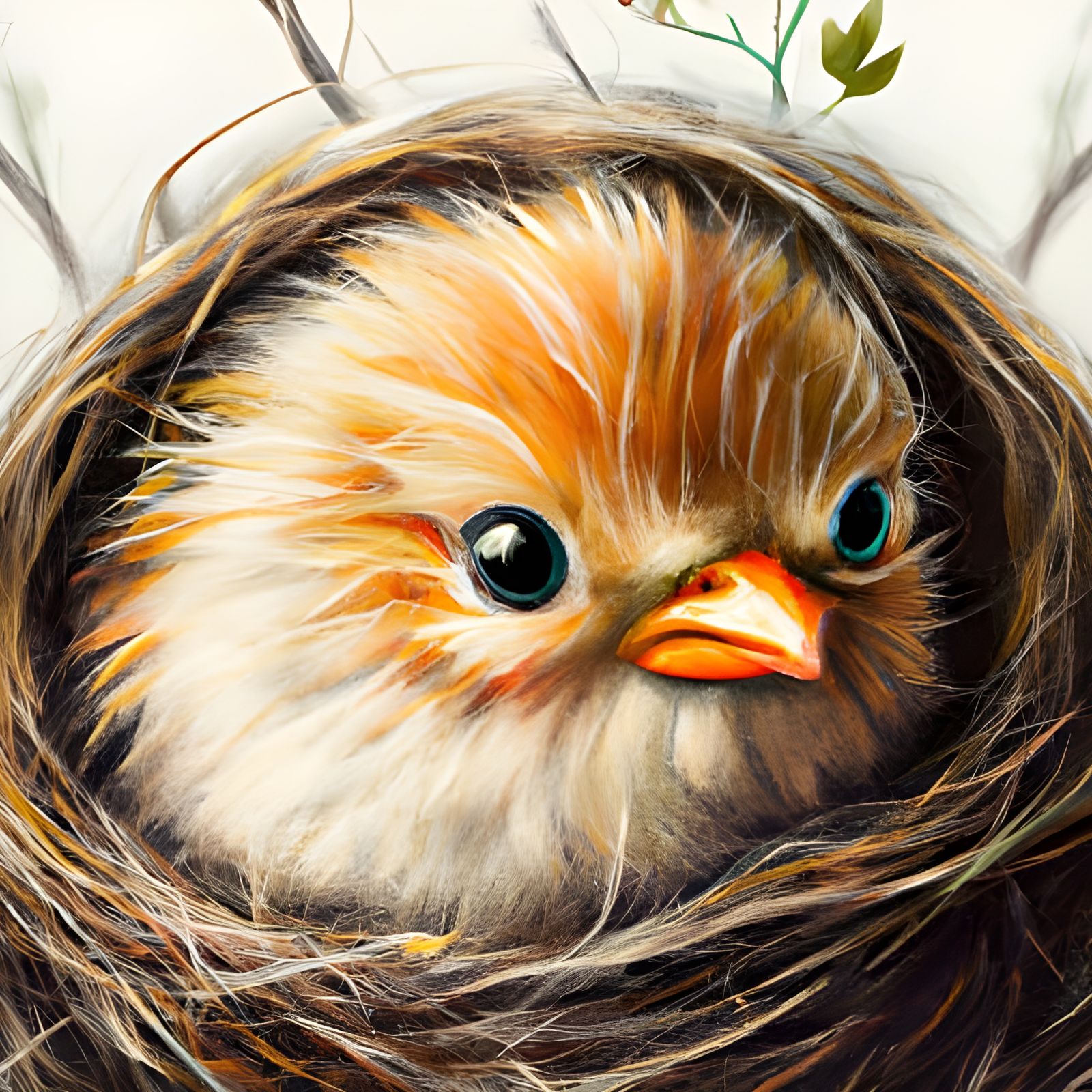 Adorable Baby Chicken Portrait in Chibi Style