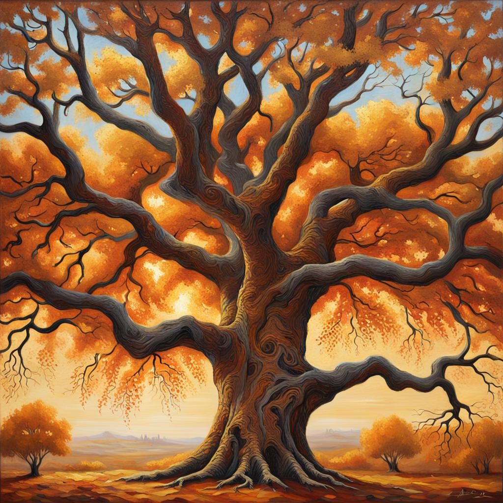 Tranquil Autumn Landscape with Amber Light