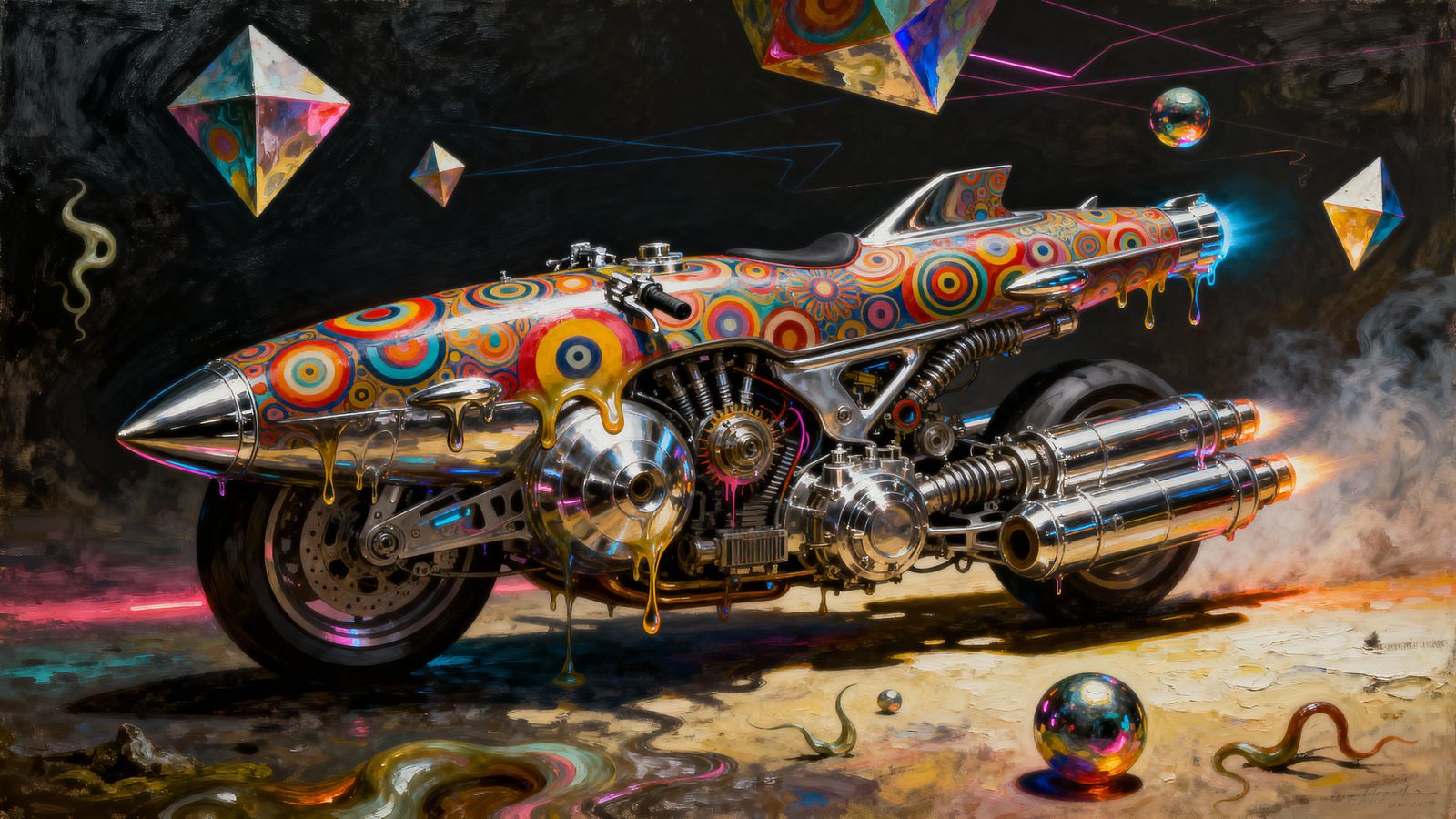 Psychedelic Rocket Motorcycle by Master Artists