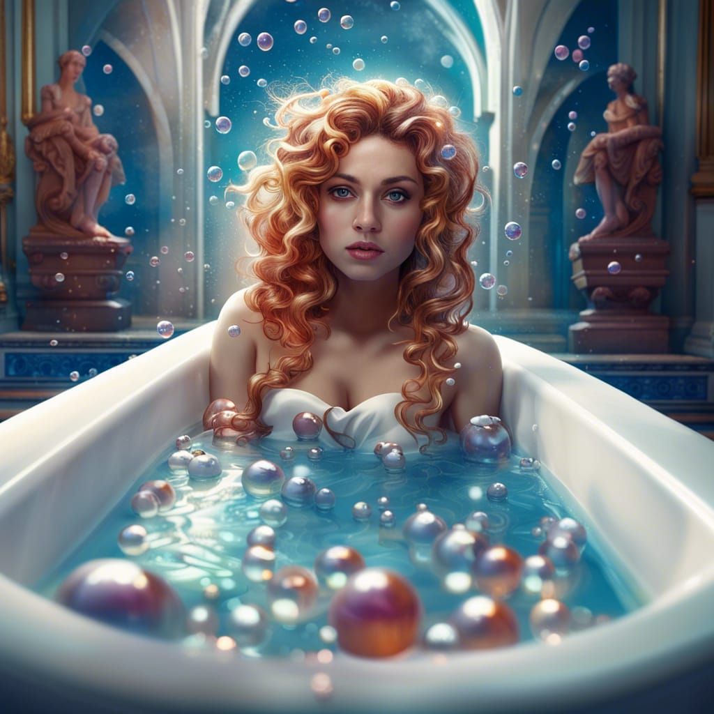 Aphrodite in Bathtub: Hyperrealistic Surreal Art