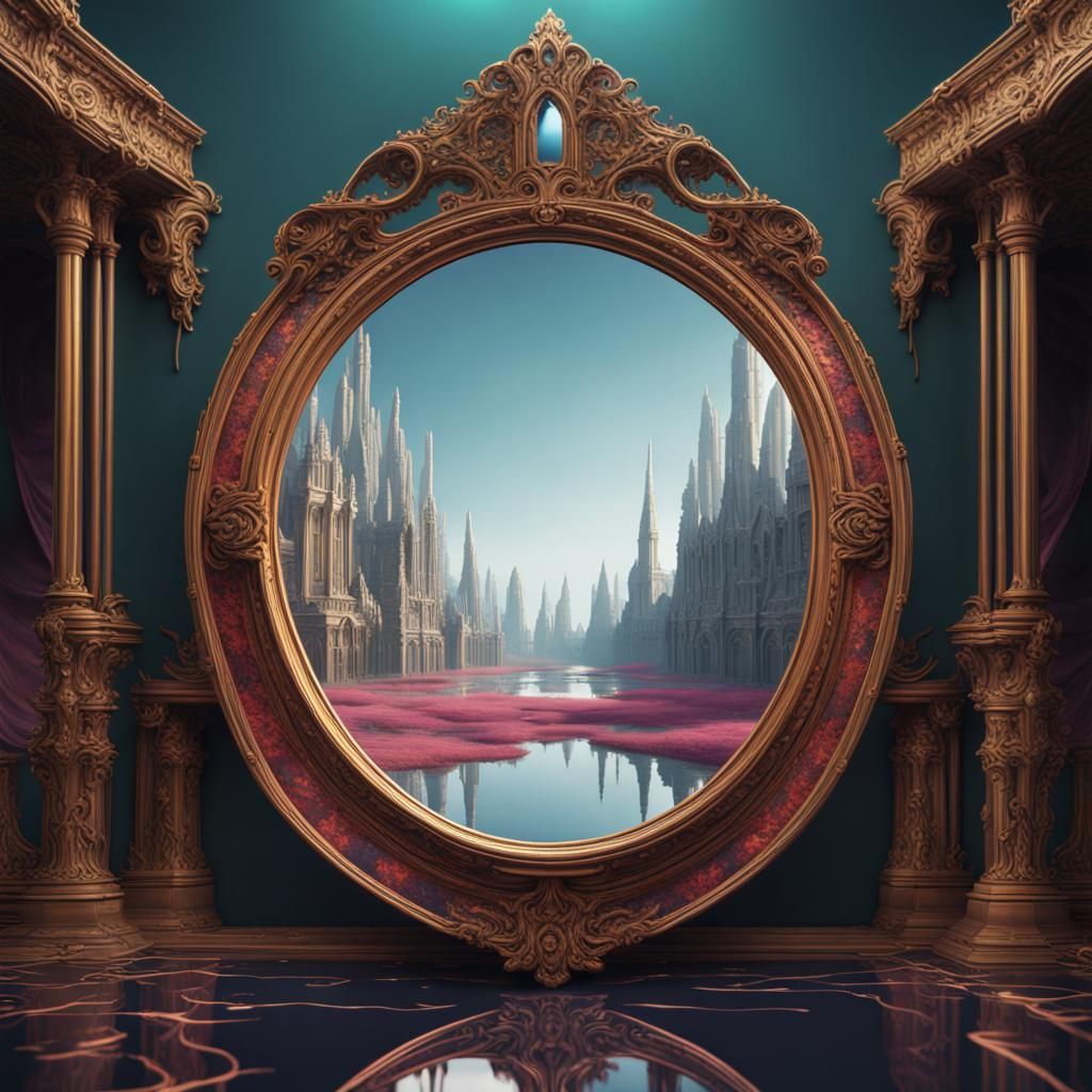 Intricate Mirror Optical Illusion in Deep Color