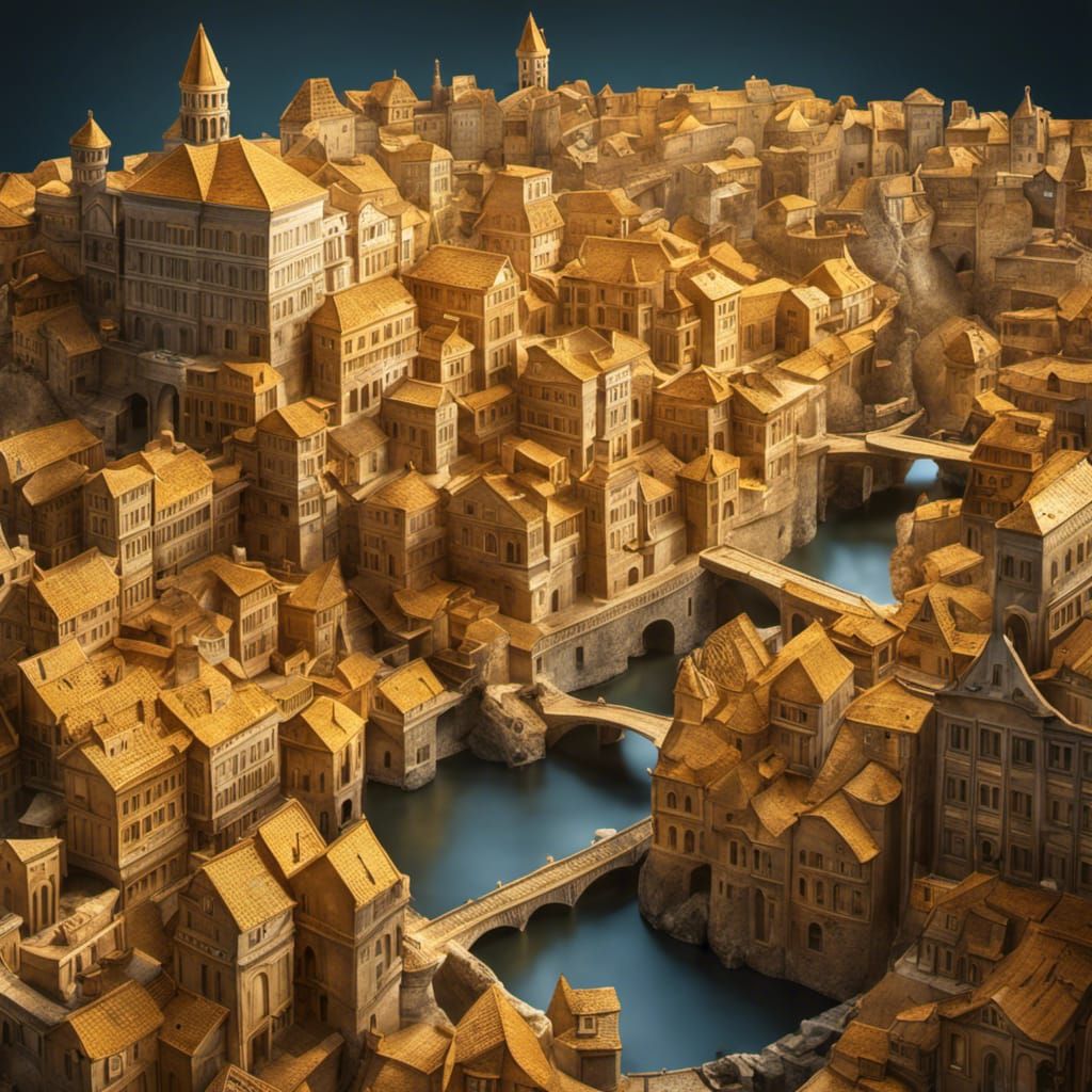 Surreal Cheese City Digital Illustration