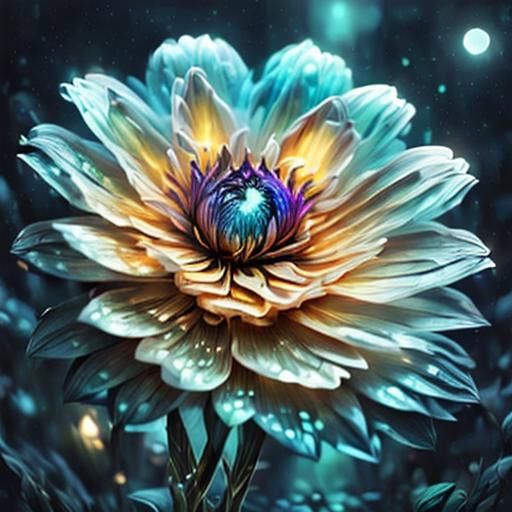 Cosmic Sunflowers Glowing in Twilight: Digital Art
