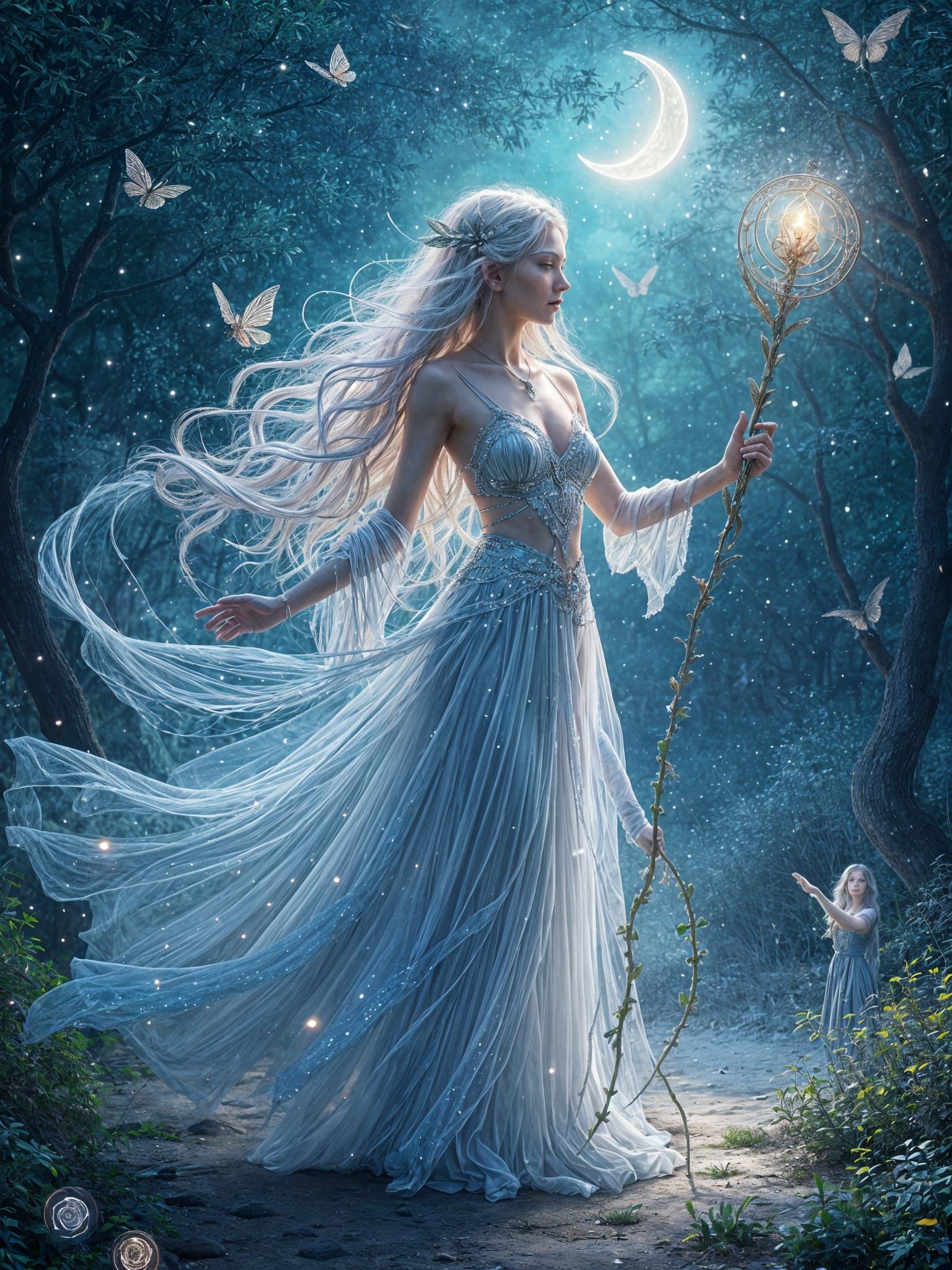 Ethereal Elven Goddess in Moonlit Splendor