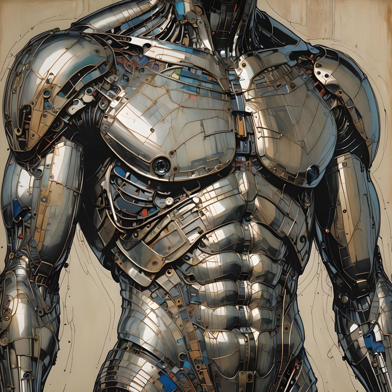 Antique Style Torso Study with Metallic Sheen