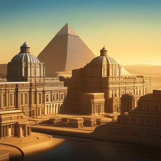 Hyperrealistic Egyptian-Babylonian City Concept Art