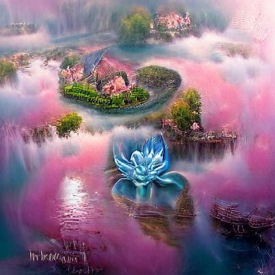 Pink Lotus Flower in Ethereal Pond