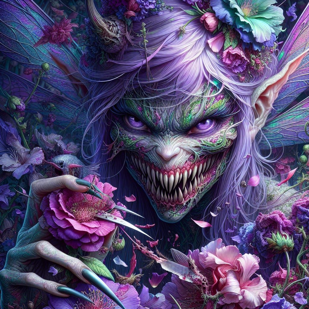 Evil Fairy Grin in Enchanted Garden