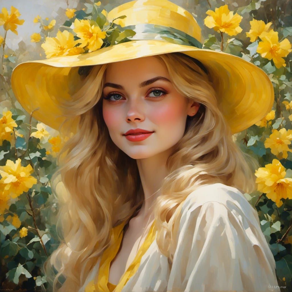 Elegant Blonde Woman in Spring Garden Portrait