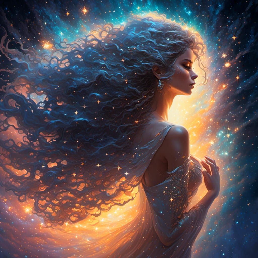 Cosmic Star Hair in Boris Vallejo Style