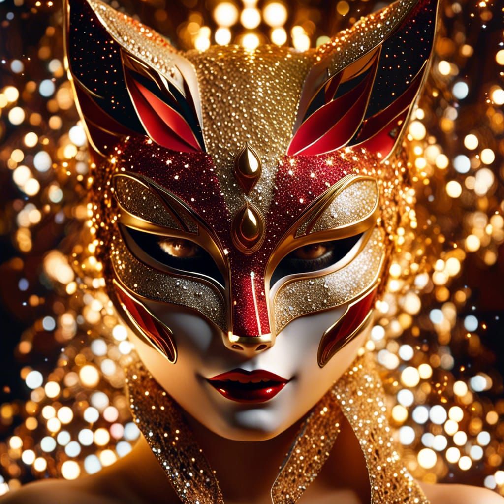 Glamorous Glitter Venetian Fox Mask in Sparkling Detail