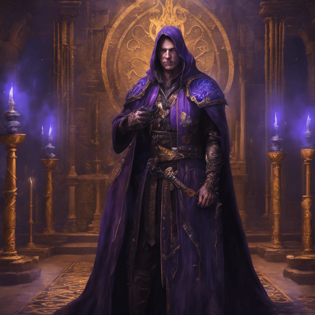 Human Sorcerer Portrait in Gothic Fantasy Style