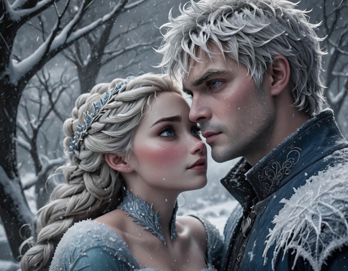 Jack Frost and Elsa in Winter Blizzard