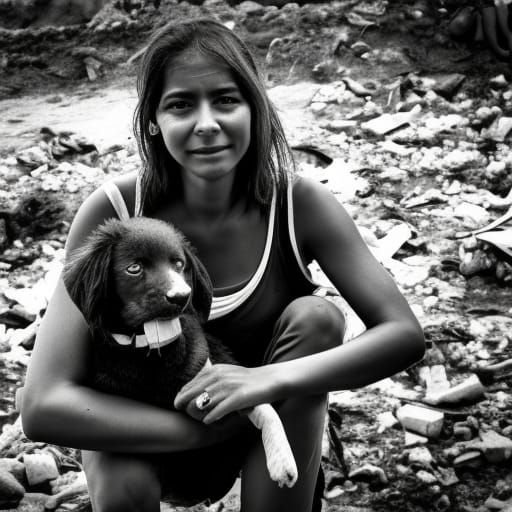 Brazilian Woman with Dog in Rio: Documentary Style