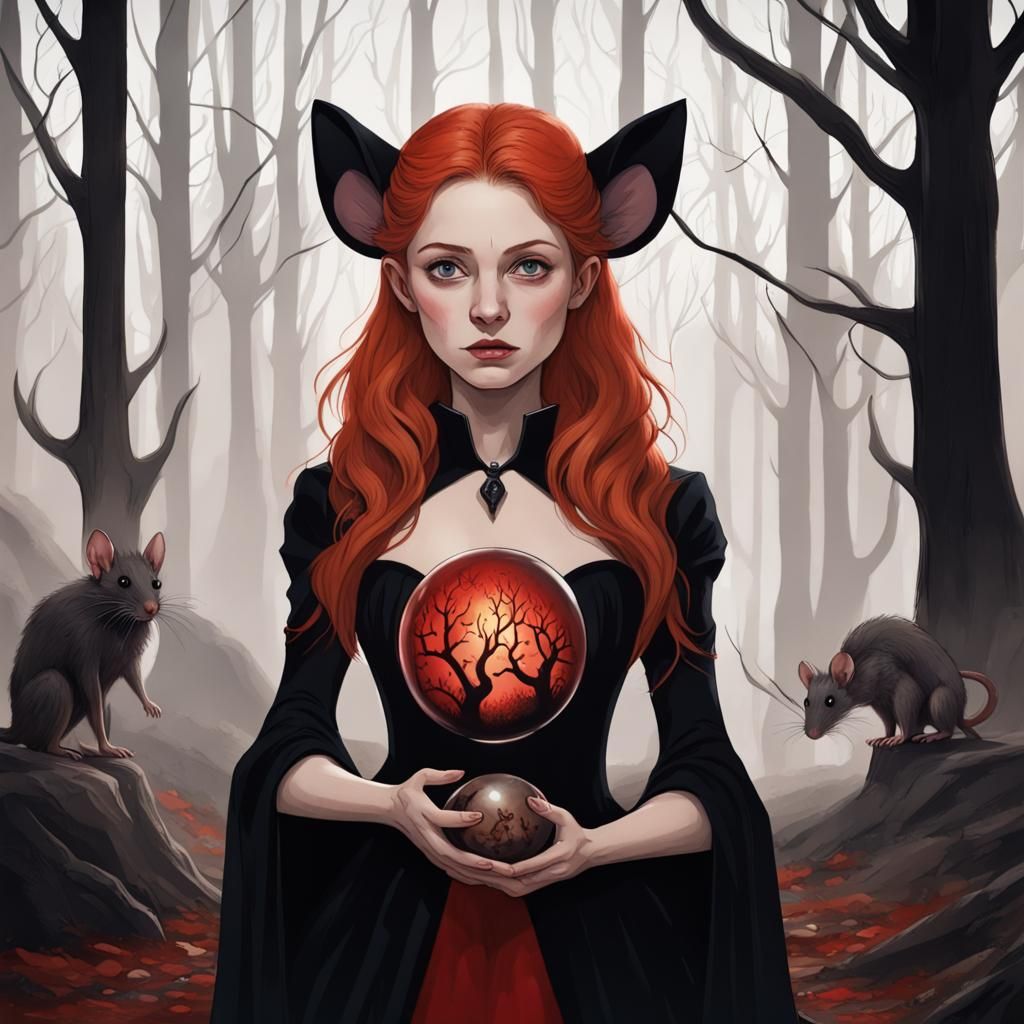 Evil Witch in a Dark Forest