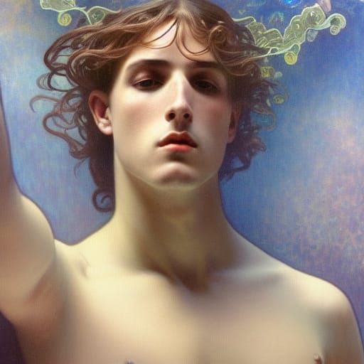 Underwater French Model in Art Nouveau Style