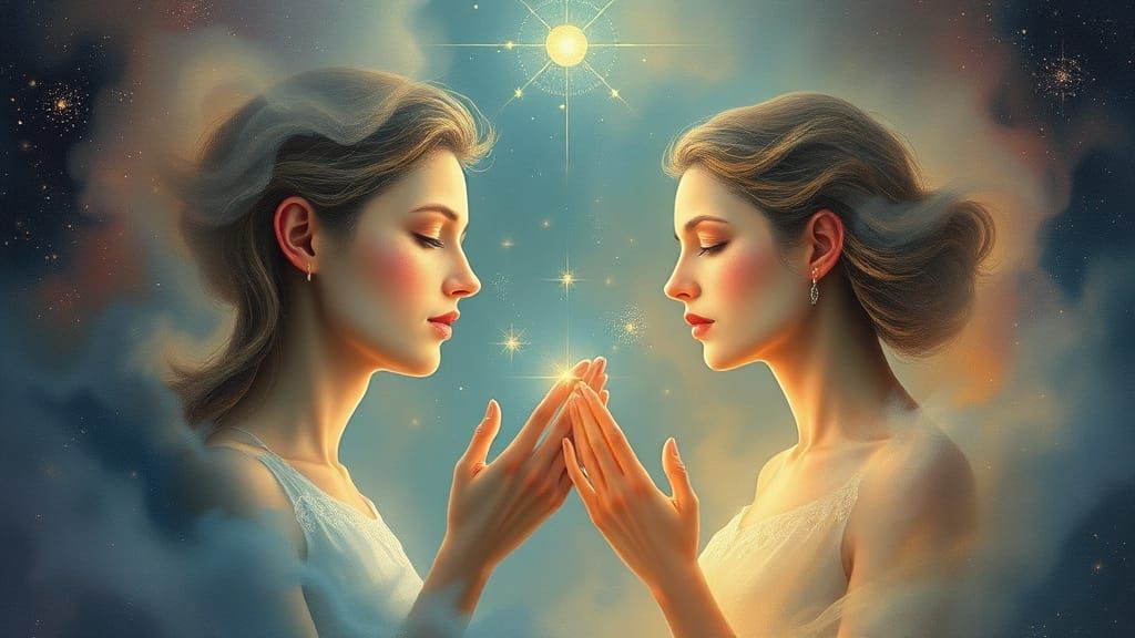 Twin Souls Entwined in Ethereal Astral Realm