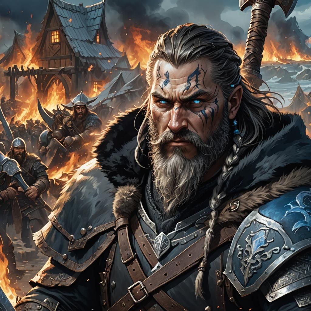 Viking Warrior Portrait in Dark Fantasy Style