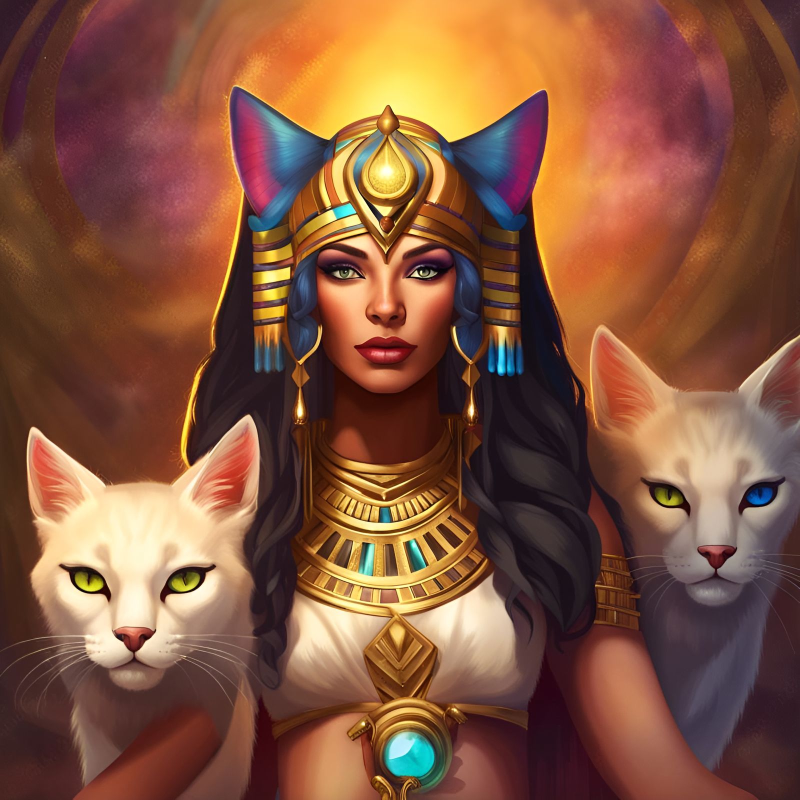 Egyptian Priestess in Enchanted Wonderland, Ethereal Art