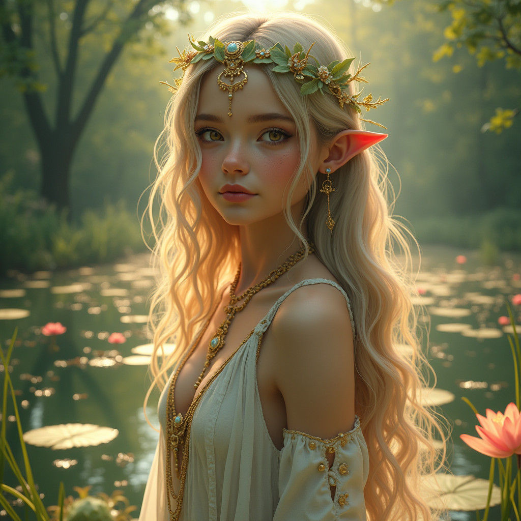 Ethereal Fae Girl Portrait in Digital Art Style