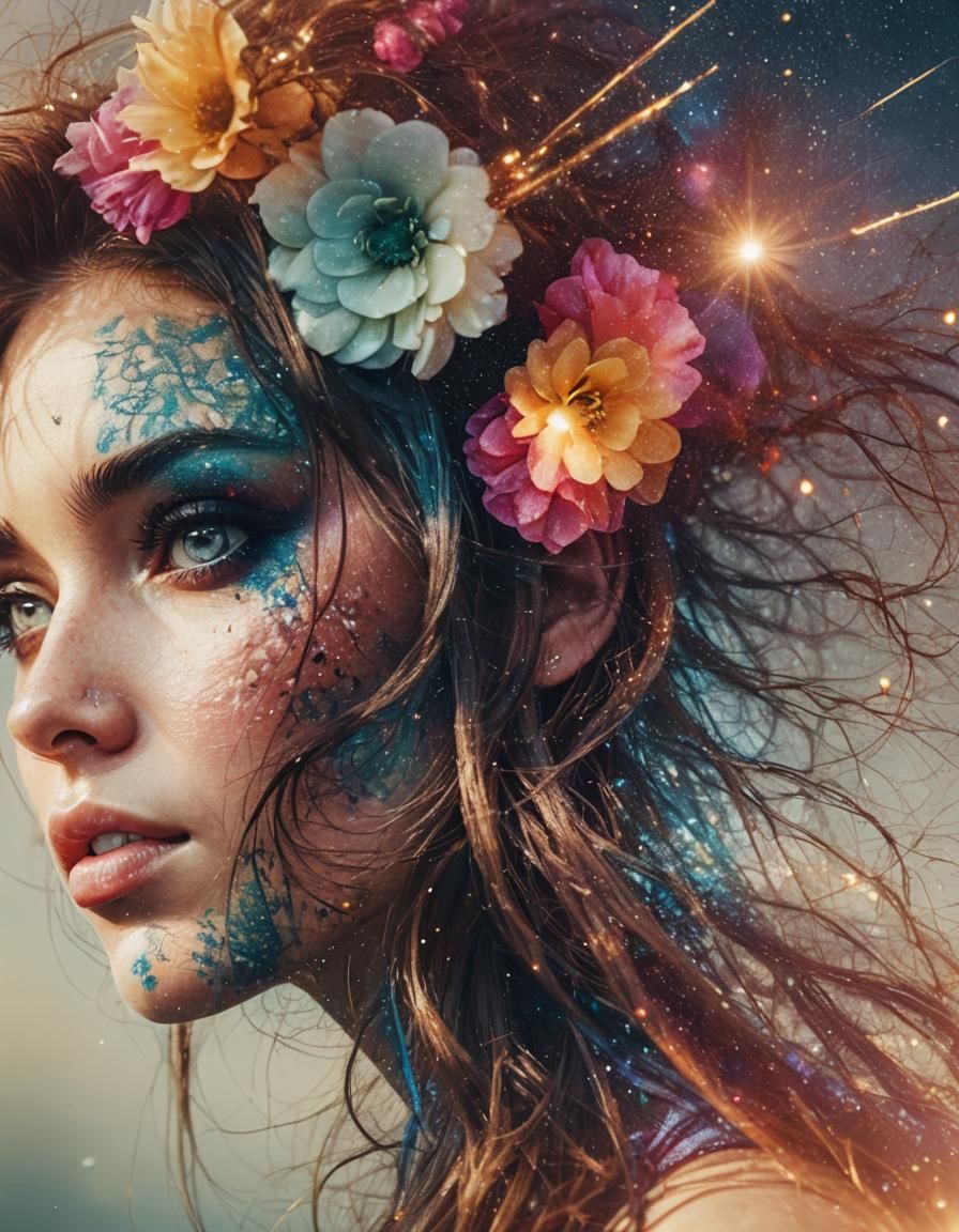 Hyperrealistic Portrait of Woman with Golden Hour Glow