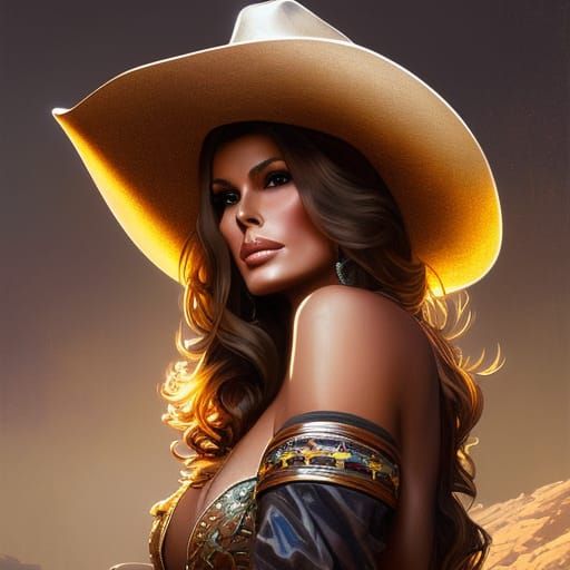 Cowgirl Portrait in Hyperdetailed Digital Art Style