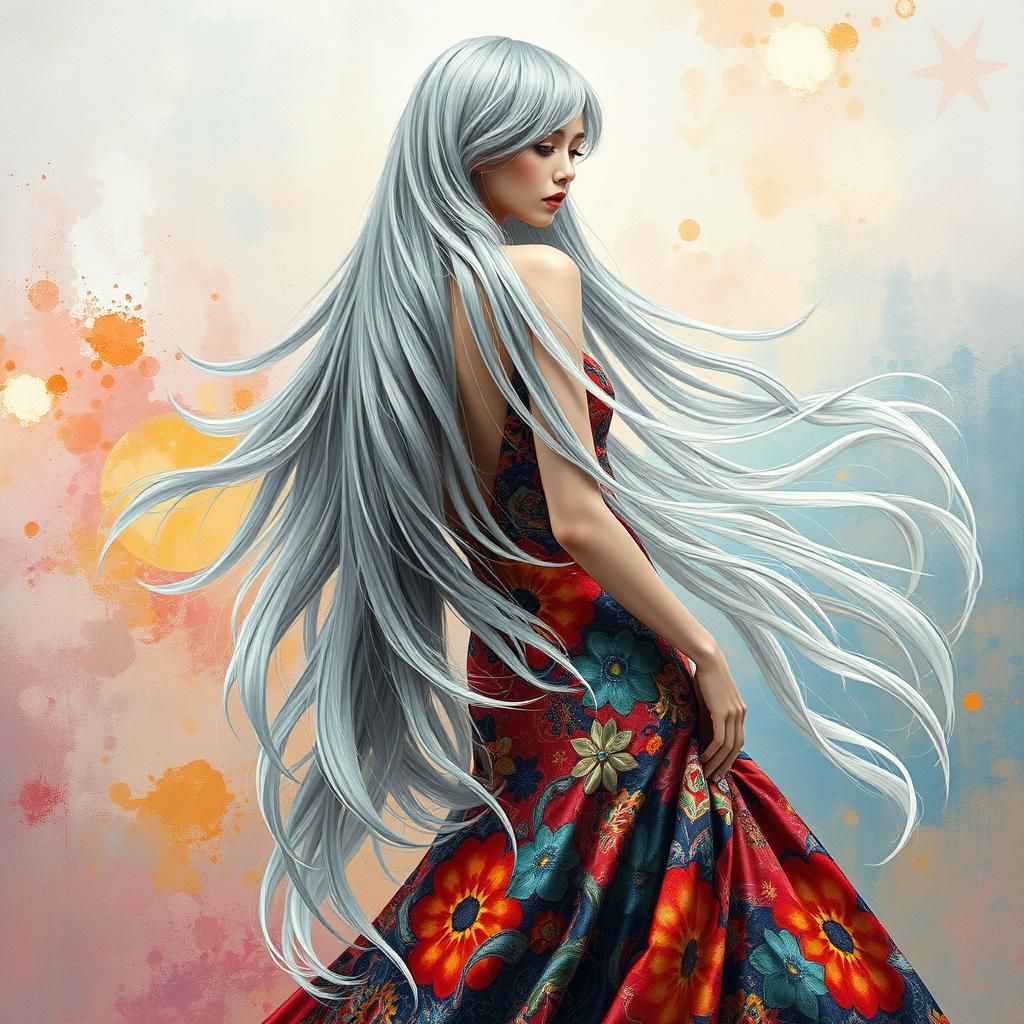 Silver Haired Woman in Dreamy Impressionist Style
