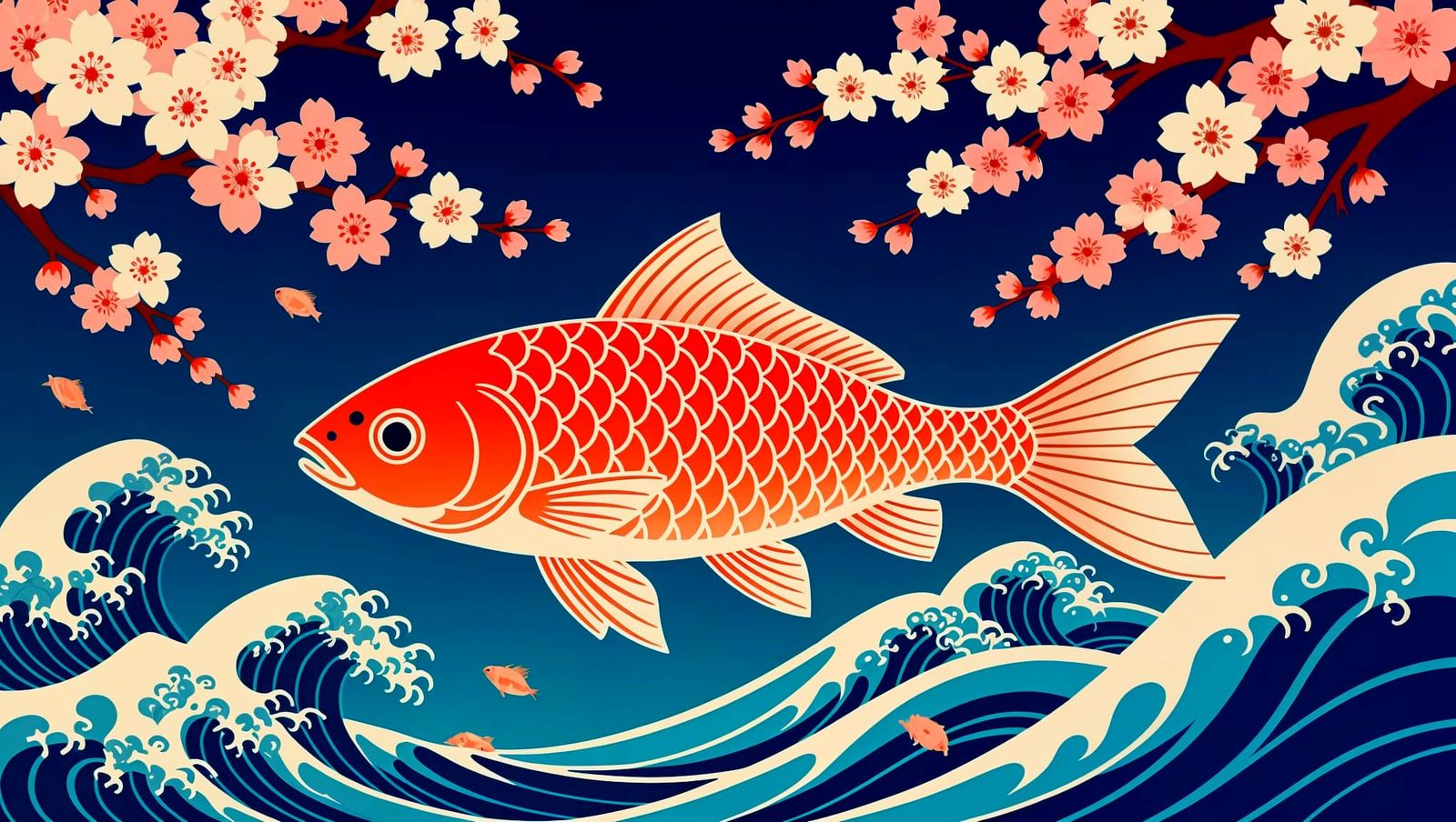 Gibli-Inspired KOI & Sakura Party Logo