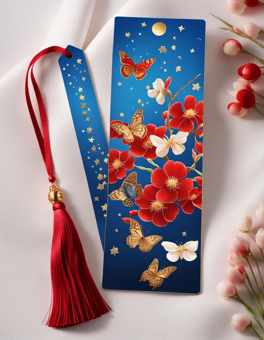 Exquisite Bookmark with Tassel on Silk Towel