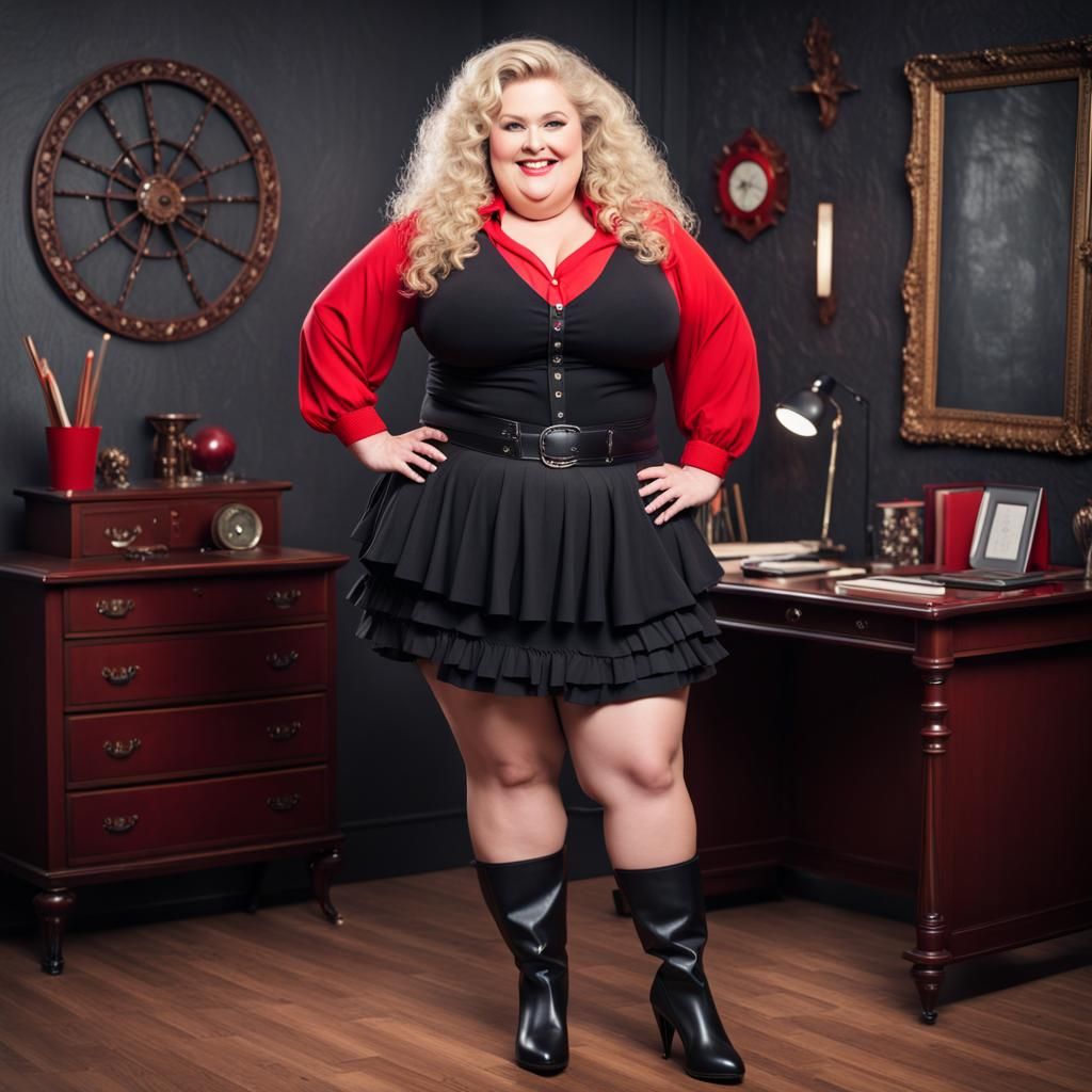 Attractive Chubby Witch in Office Setting
