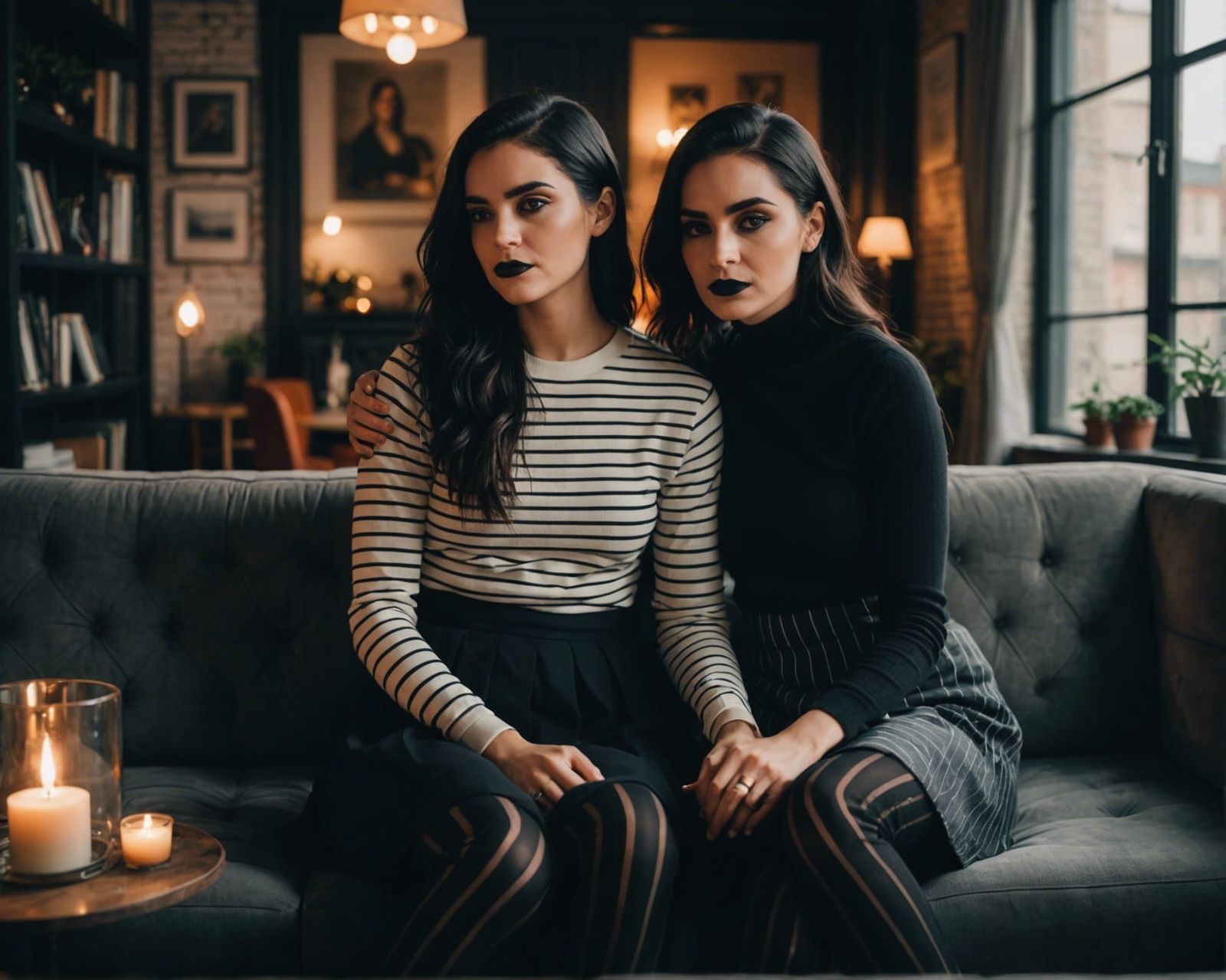 Lesbian Couple in Cozy Loft: Fine Art Photography