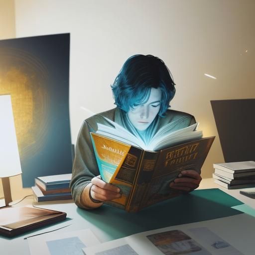 Person Reading Document in Graphic Novel Style