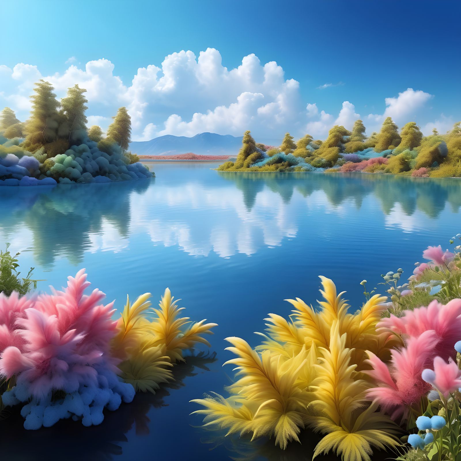 An ethereal landscape with soft fluffy exquisite extraterres...