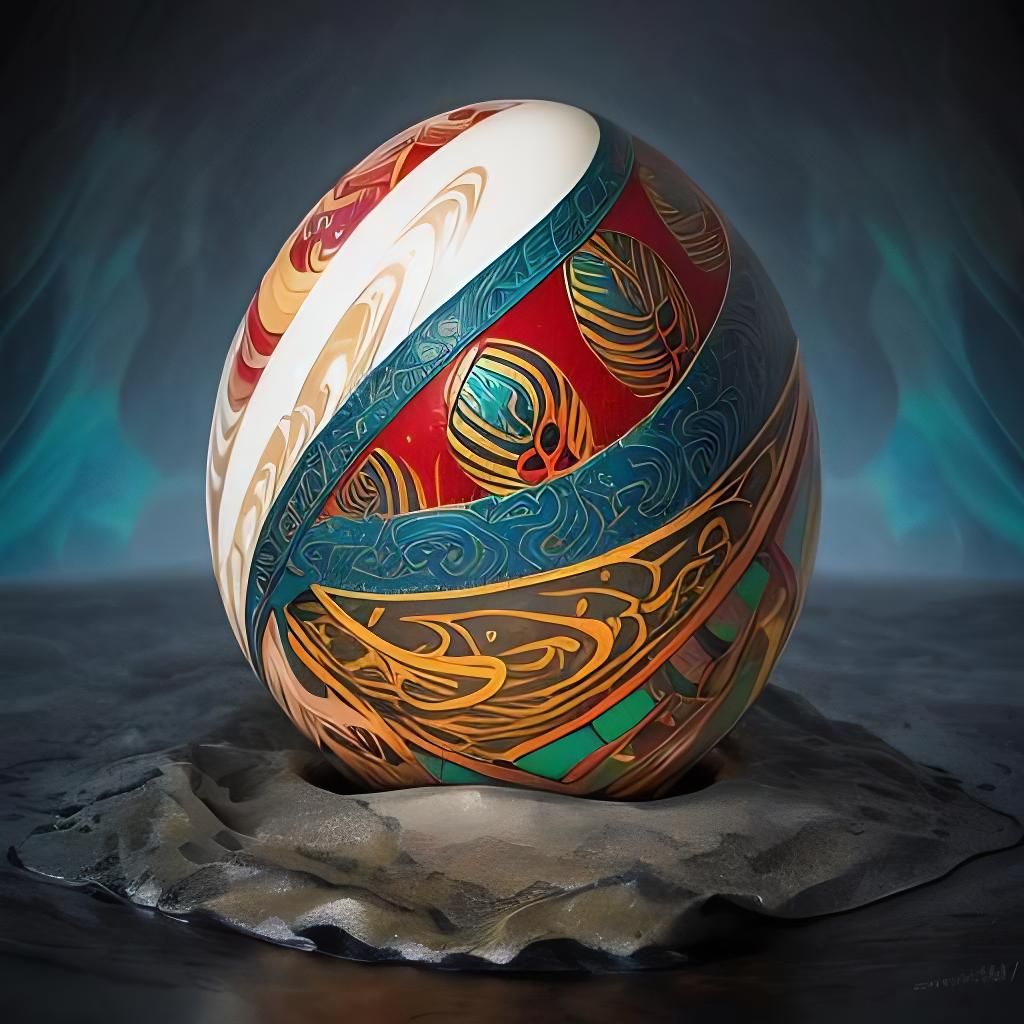 Intricate Pysanky Easter Egg Digital Illustration