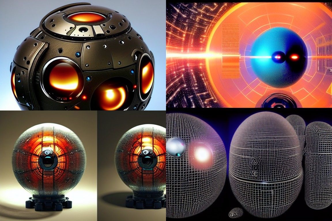 Spherical Media Droid Robot: Sci-Fi Digital Art