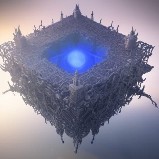 Glass Cube Containing Particles of Chaos