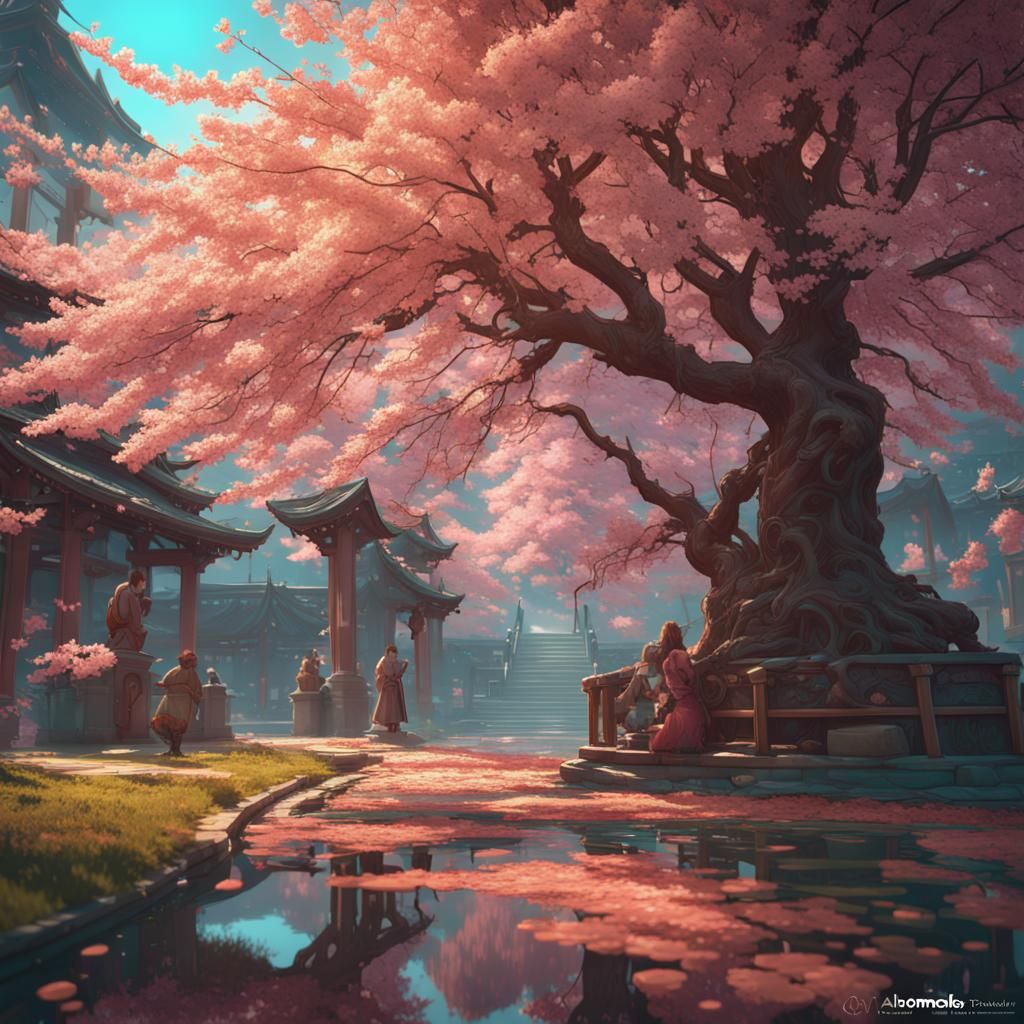 Hyperdetailed Cherry Blossoms in Digital Art Style
