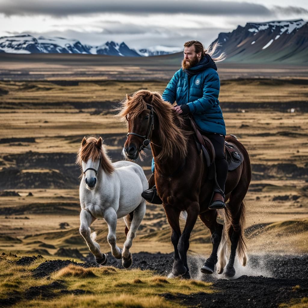 Humorous Scene: Horse Riding a Human in Iceland