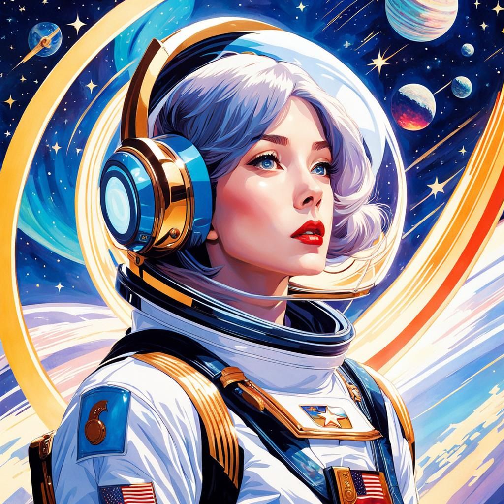 Astronaut in Art Nouveau Style