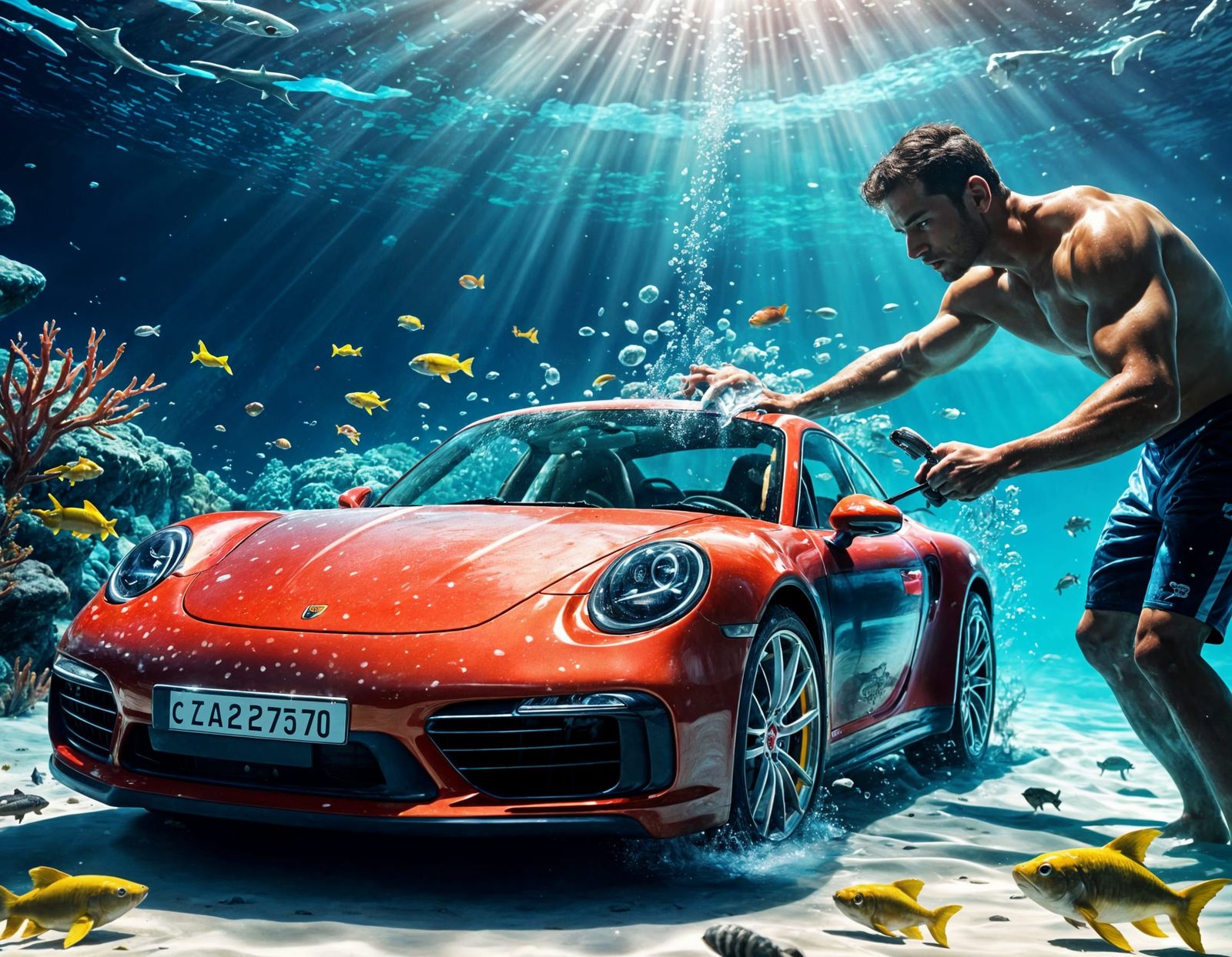 Underwater Car Wash with Spongesharks