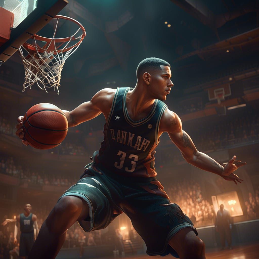 Jason Tatum Basketball Shot, Dark Fantasy Art