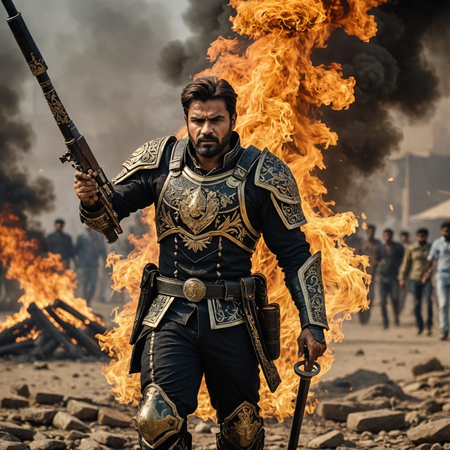 Fiery Portrait of a Man in Intense Anger