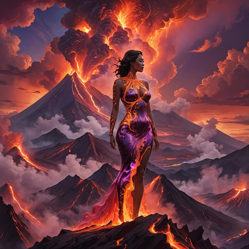 Volcanic Woman: A Surreal Fusion of Nature and Art