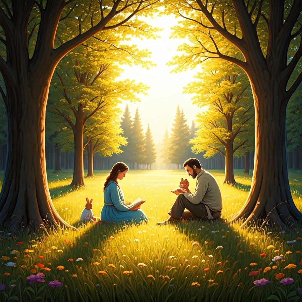 Tranquil Sabbath Scene with Family in Idyllic Nature