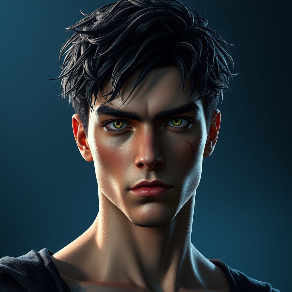 Striking Portrait of a Young Man in Digital Art Style