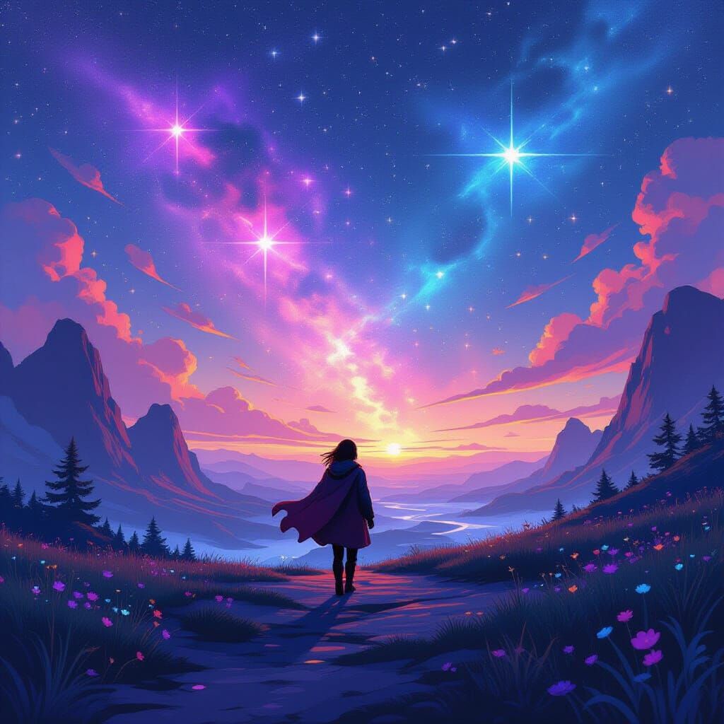 Star Wandering Through Whimsical Galaxy