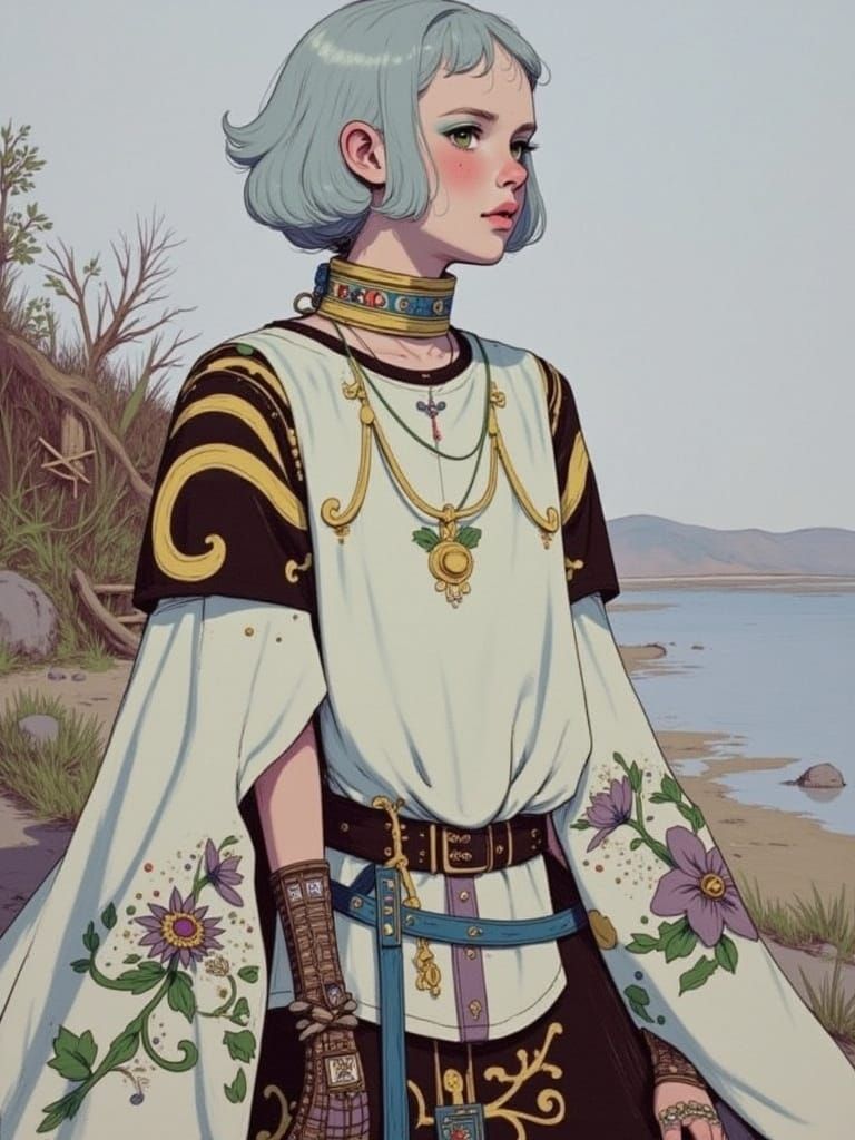 Ethereal Goddess in Cyberpunk Attire