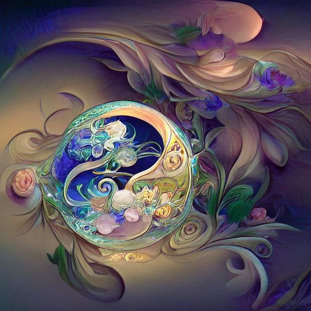 Nature Yin Yang in Art Nouveau Style