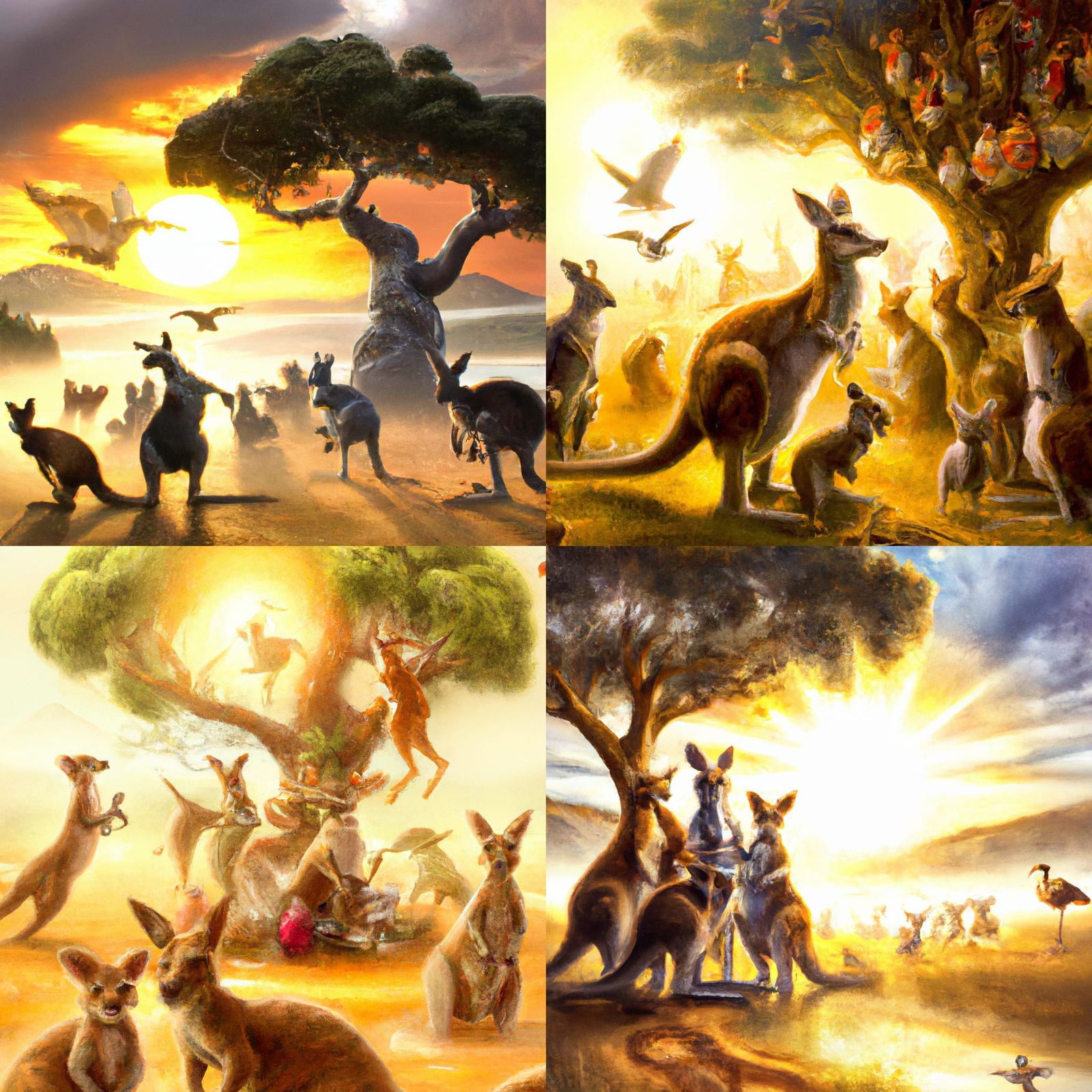 Kangaroos Celebrate Christmas in the Outback