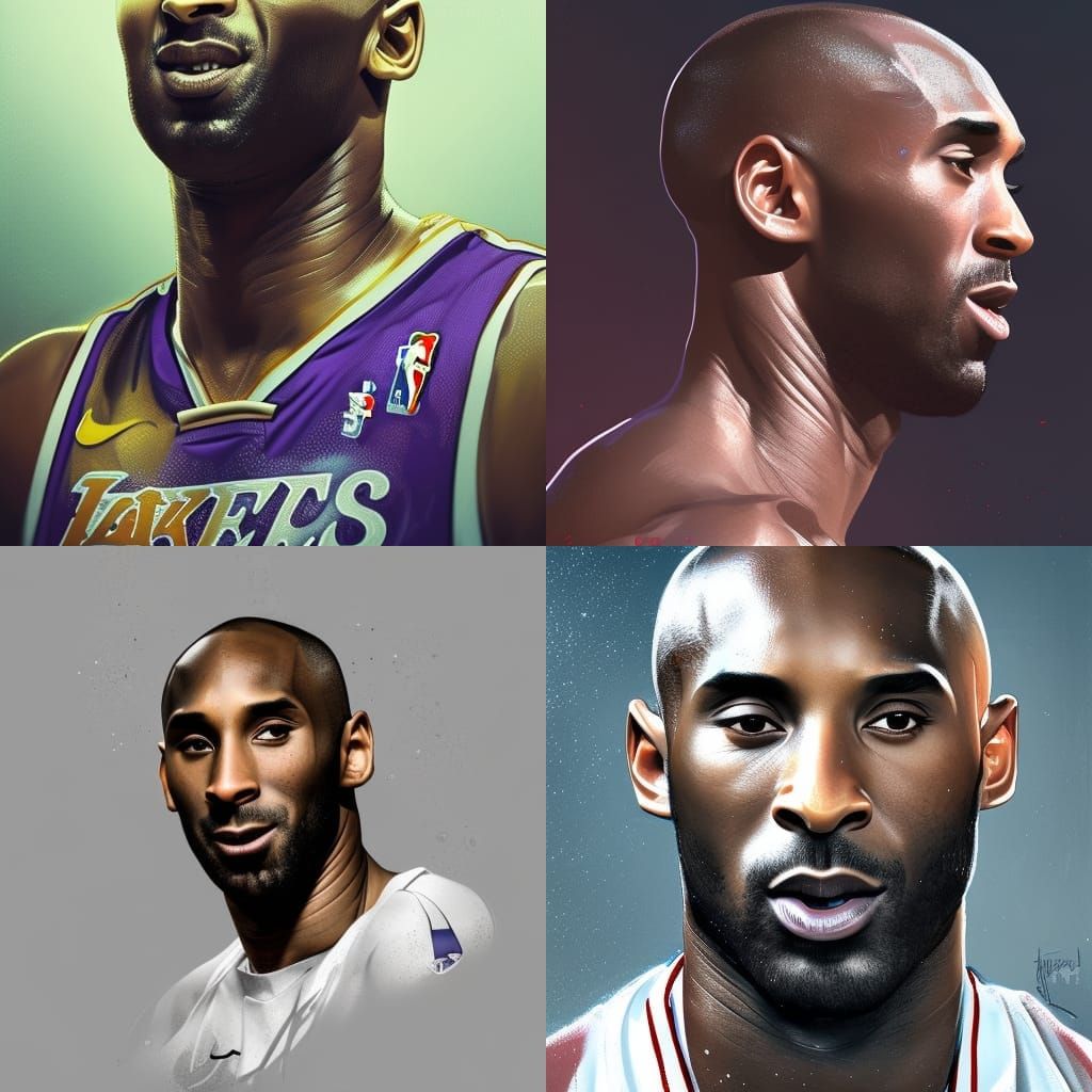 Hyperdetailed Portrait of Kobe Bryant in Digital Art Style
